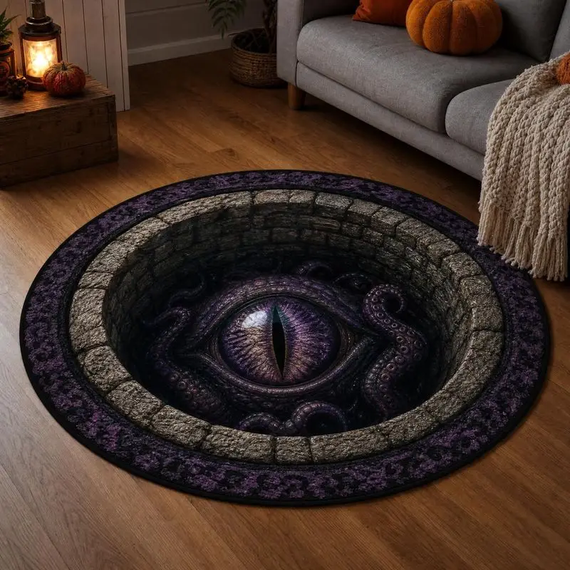 Gothic-Style Visual Effect Carpet, Halloween Scary And Terrifying Decoration For Living Room Floor Mat, Holiday Home Decoration