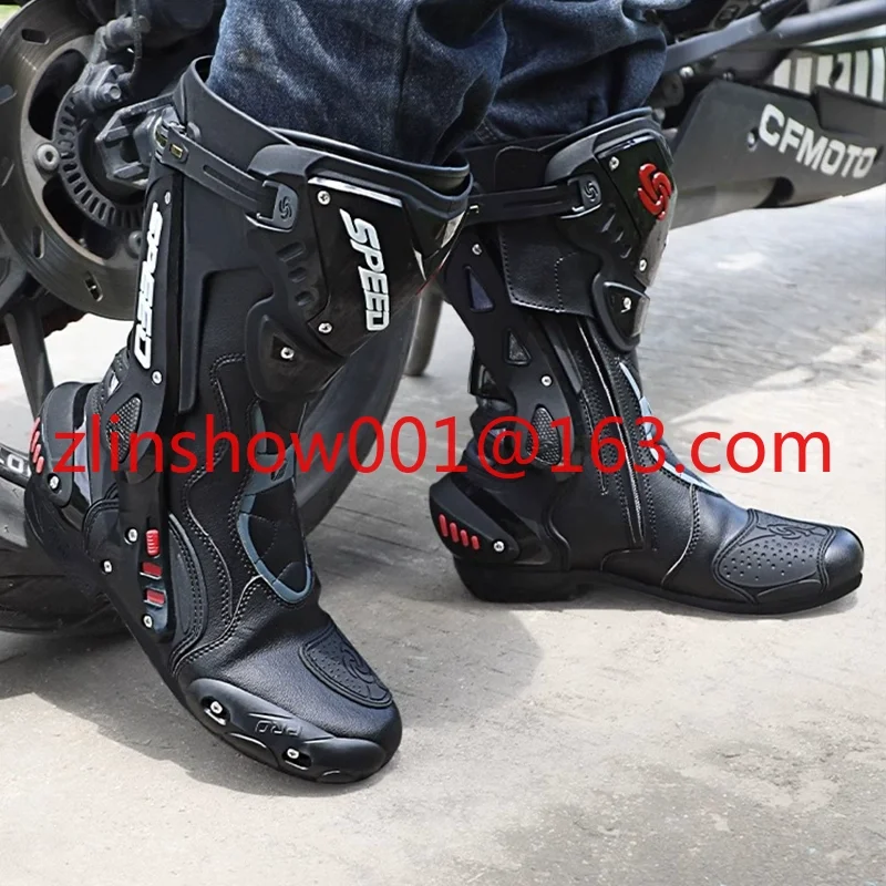 PRO-BIKER Motorcycle Boots Men Women Riding Mid-Calf Ankle Protective Shoes Motorbike Rider Boots Racing Long Boot