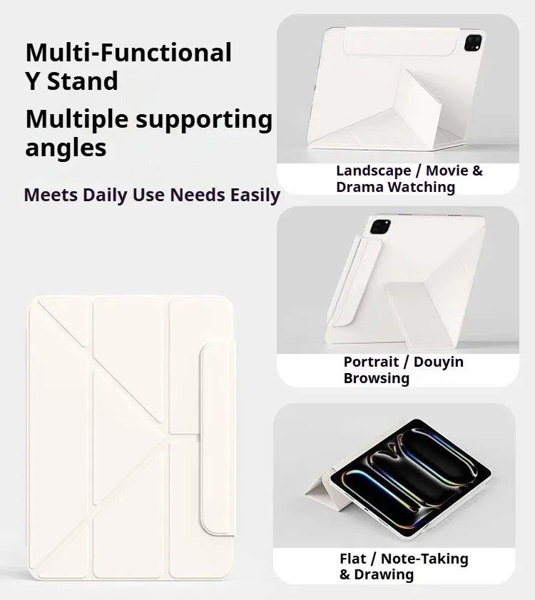 RBP for iPad A16 10/11 Gen Magnetic Detachable Y-Shape Fold Stand Case, iPad Pro 11/12.9/13 inch, Air 11 4/5/6/7/8, Mini 67 Case