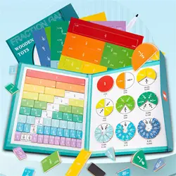 Children Magnetic Fraction Learning Math Toys Wooden Fraction Book Set Parish Teaching Aids Arithmetic Learning Educational Toys