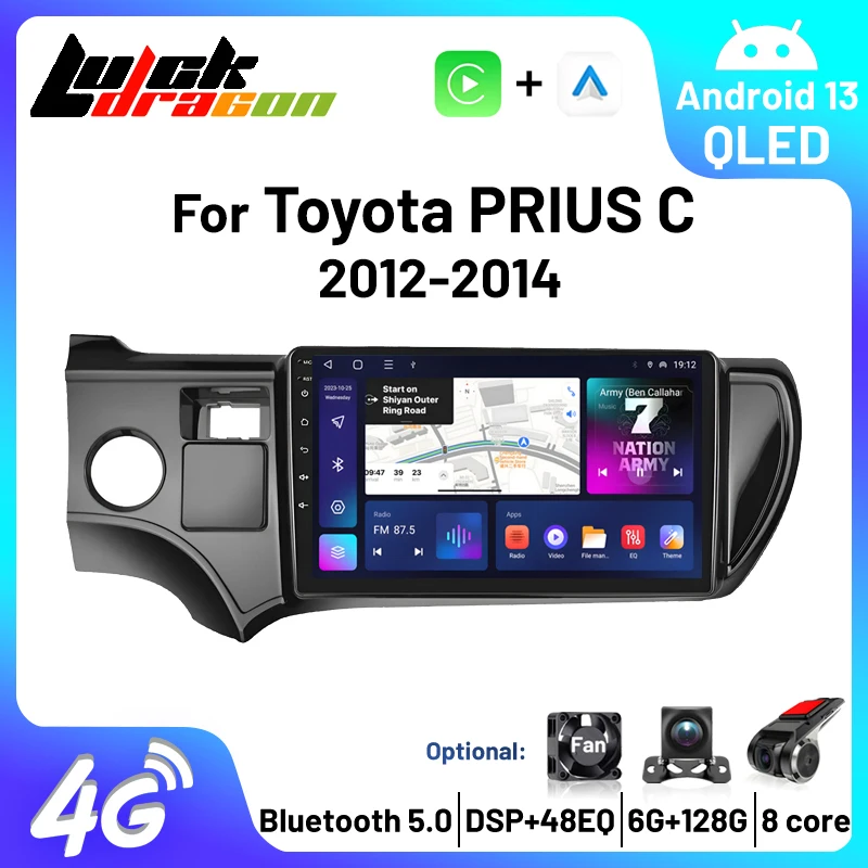 Autoradio Carplay For Toyota PRIUS C left-hand drive 2012-2014 Multimedia Player Automotive Car Radio 8Core GPS WIFI Car Video