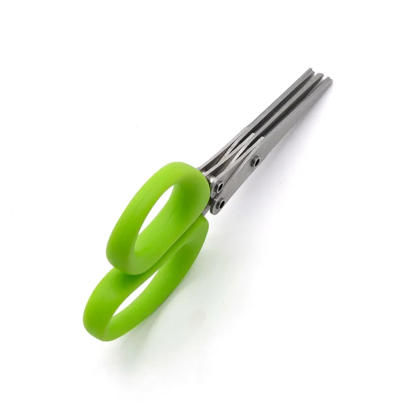 Multifunctional Muti Layers Stainless Steel Knives Multi-Layers KItchen Scissors Scallion Cutter Herb Laver Spices Cook Tool Cut