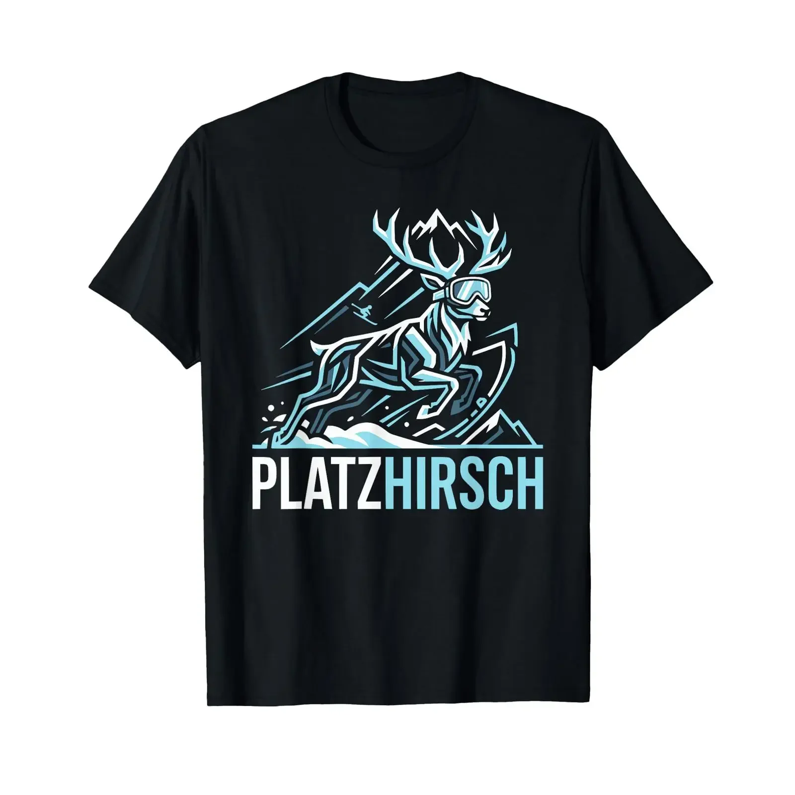 Platzhirsch Skier Stag with Ski Goggles Après Design T Shirt vintage Washed Casual Versatile Comfortable homme fashion