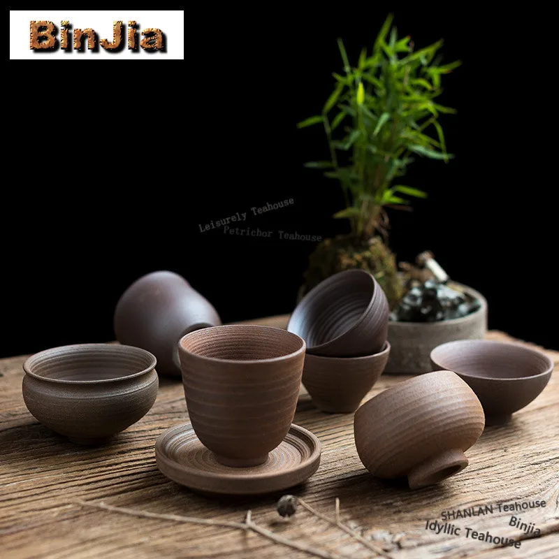 Coarse Pottery Hand-pulled Embryo Teacup Boutique Tea Bowl Jug Tea-tasting Smelling Cup Jianzhan Master Cups Cafes Supplies