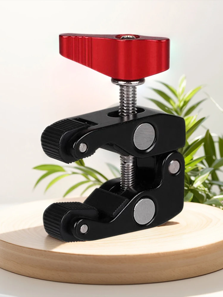 ตัวหนีบโลหะแบบ Super Clamp พร้อมเกลียวขนาด 1/4 นิ้ว และ 3/8 นิ้ว คลิปหนีบ Magic Arm Clamp ตัวยึดแบบ Super Holder สำหรับกล้อง DSLR จอภาพ ไฟ LED และไมโครโฟน