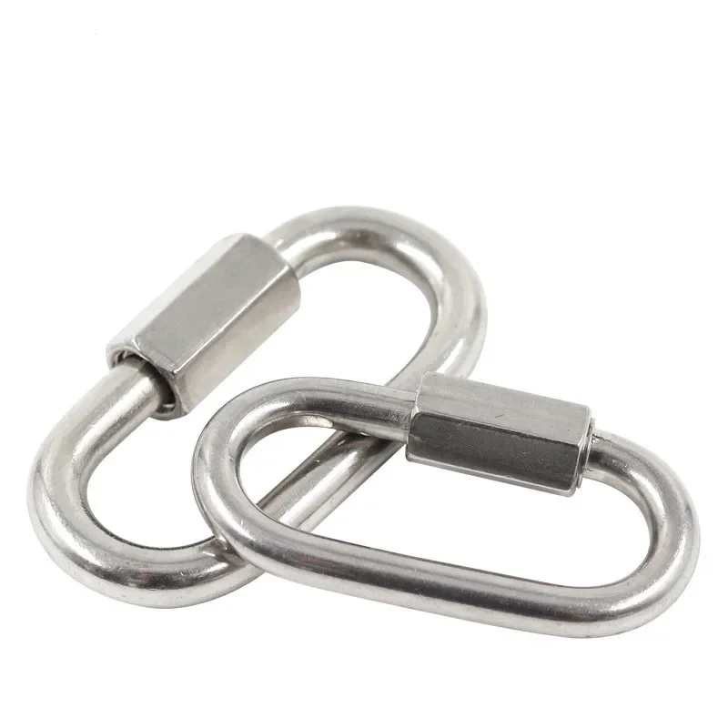 1 Pcs Carabiner Hook 304 Stainless Steel Oval Screwlock Quick Link Lock Ring Hook Chain Rope Connector Buckle Locked Hook