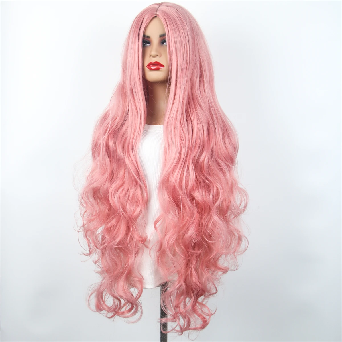 Synthetic Hair Black Pink Wig For Women Cheap Cosplay Wigs Long With Bangs Wavy Yellow Purple Lolita On Clearance Sale