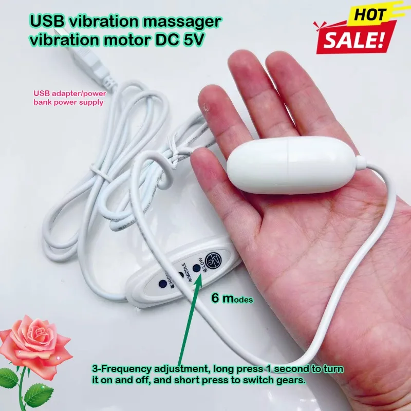 6 Mode USB Vibrating Massager - Waterproof IPX5,  Mini Massage Motor for Body Relaxation