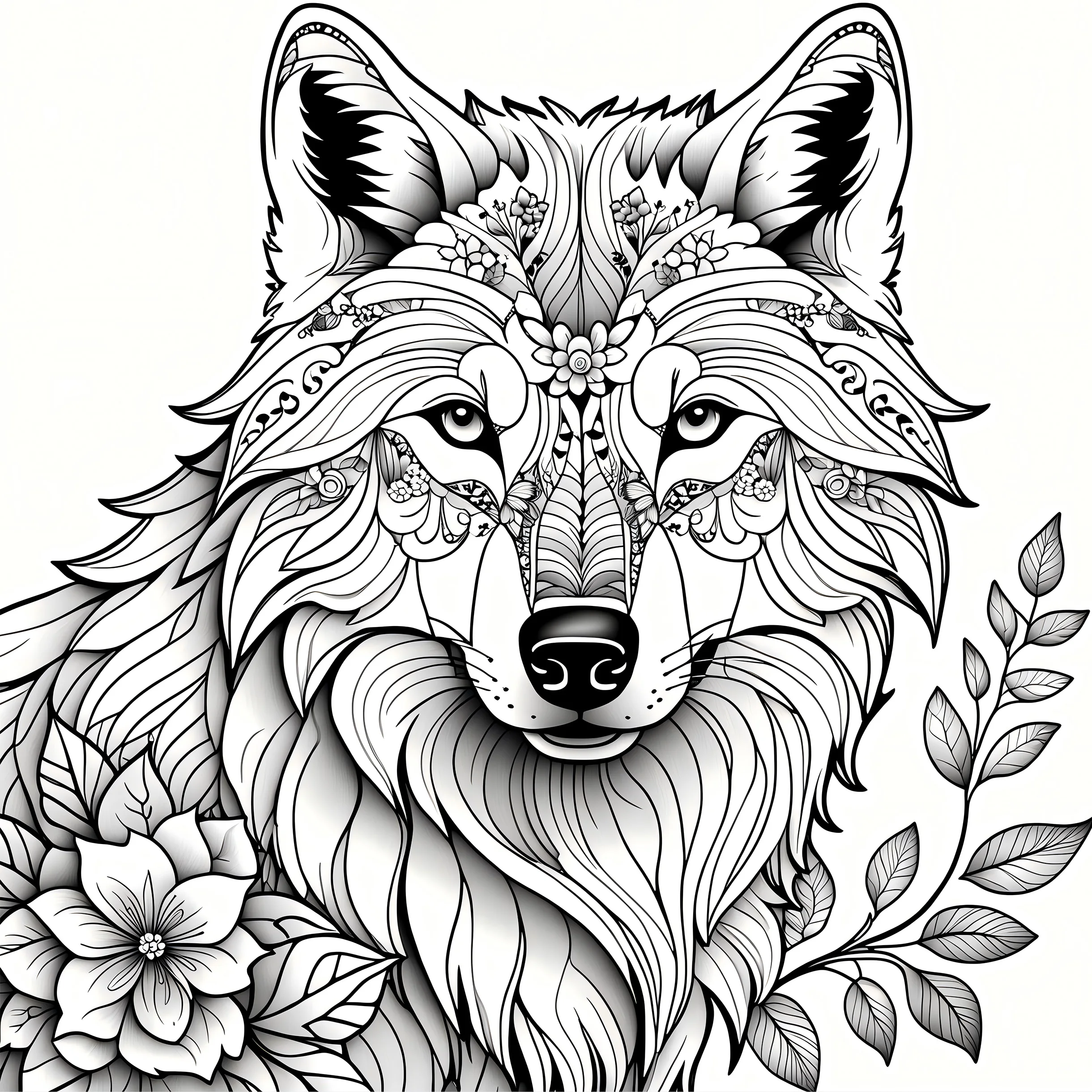 Wolf Pack Malbuch für Erwachsene – 20 Seiten mit detaillierten Prairie Wolves, Malbuch zur therapeutischen Kunsttherapie – Detail 6