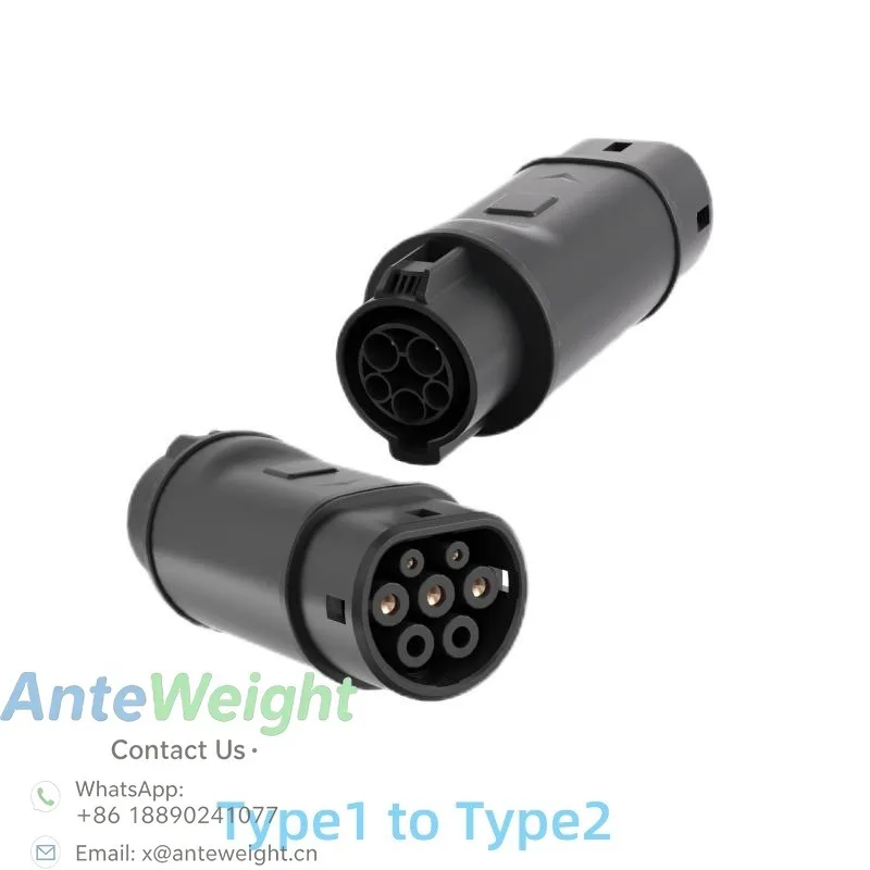 EU Standard EV Adaptor Type 1 Charging Gun to Type 2 Connector Electric Vehicles Type1 to Type2 EV Adapter