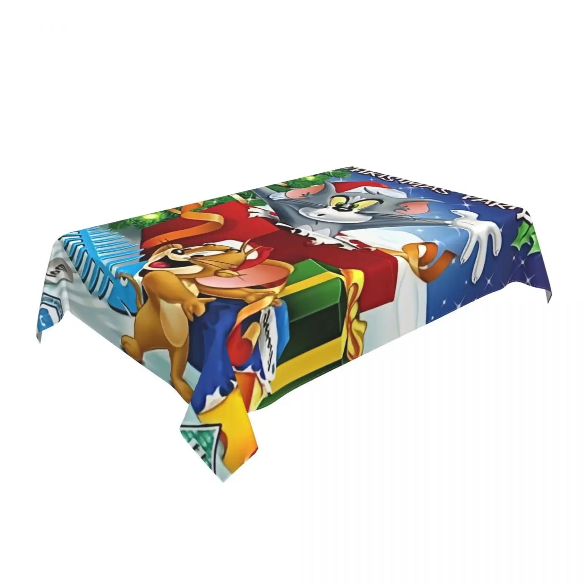 Rectangular Fitted Disney Animation Tom And Jerry Table Cloth Waterproof Tablecloth Outdoor Table Cover Backed with Elastic Edge