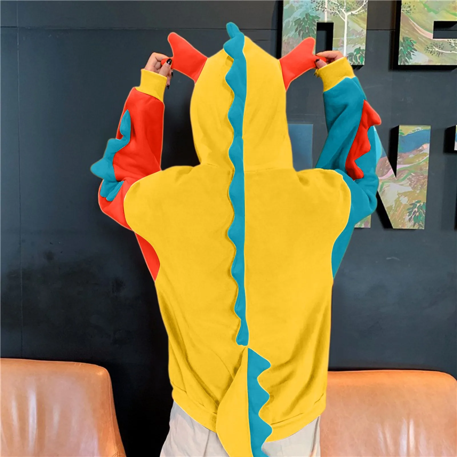 Women'S Contrasting Dinosaur Loose Casual Pullover Sweatshirt Sweatshirt Women' S Clothes Long Sleeve Tops For Woman 2025