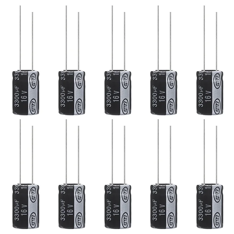 

3300uF 16V 13x21mm Electrolytic Capacitor 3300 UF MFD 16 Volt 0.51x0.83in Aluminum Capacitors (Pack of 10)