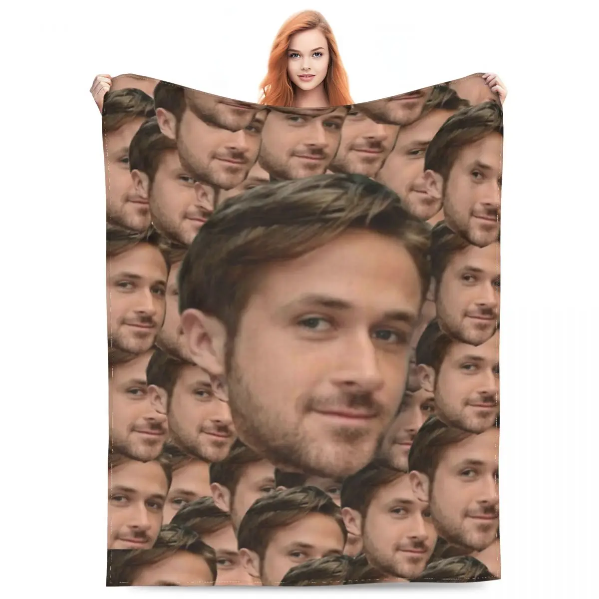 

Ryan Gosling Head Collage Blanket Fleece Printed Multifunction Warm Throw Blanket for Home Car Bedspread