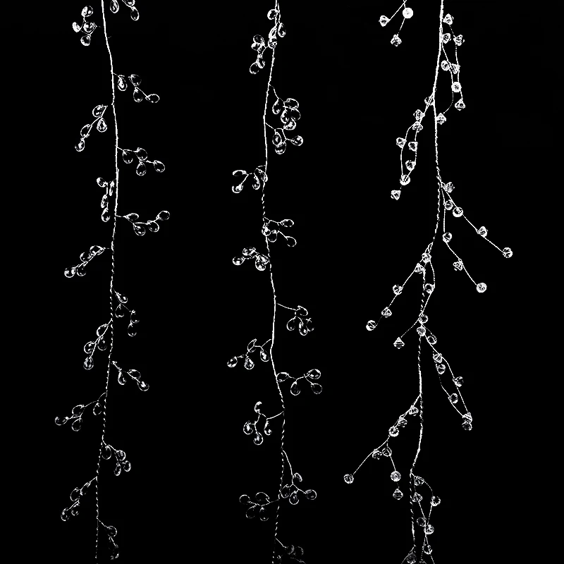 1-1.5m Acrylic Crystal Beads Curtain Garland Clear Water Drop Diamond Shape Branch String Wedding Birthday Party Hanging Decors