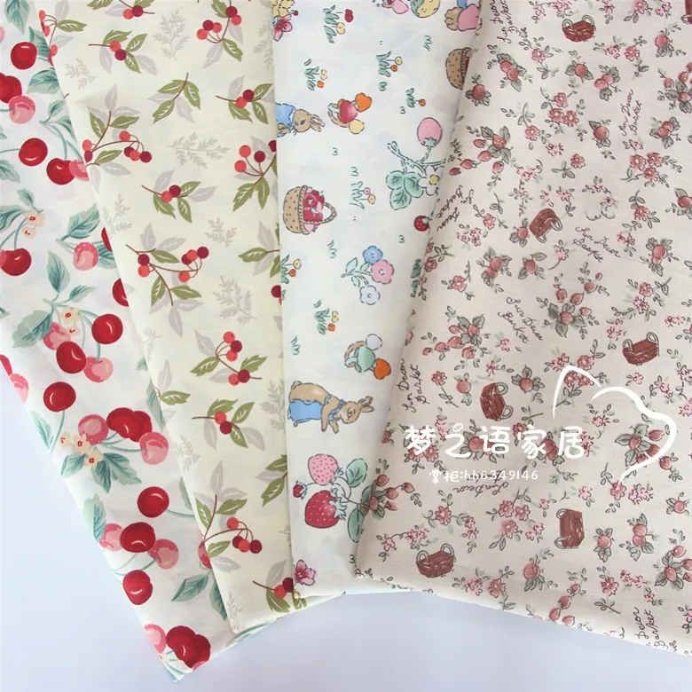Syunss Diy Patchwork Cloth For Quilting Baby Dress Cribs Cushions Sewing Tissus Cotton Fabric Tecido Rabbit  Fruit Printed
