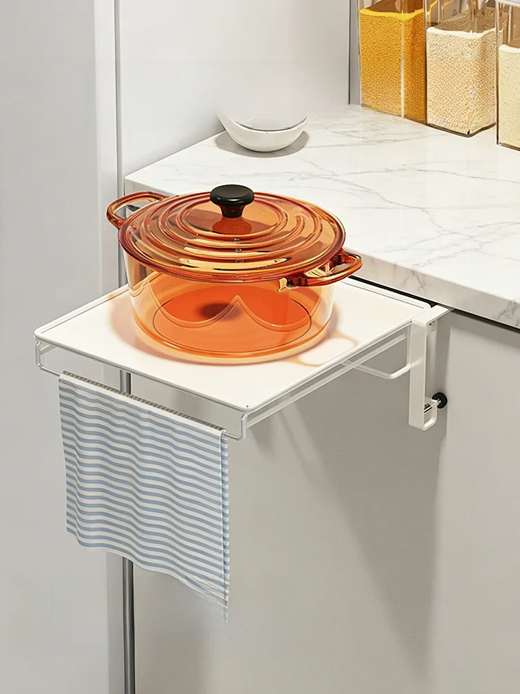 

Kitchen Storage Rack Hanging Cabinet Door Mounted Extension Board Multi-Functional Carbon Steel Wall Mounted Shelf Organizer