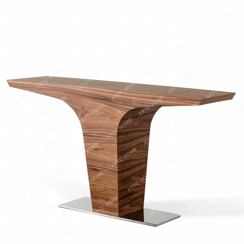 Xuan Guan Tai Modern Simple Table Ba Minimalist Stainless Steel Black Walnut Aisle