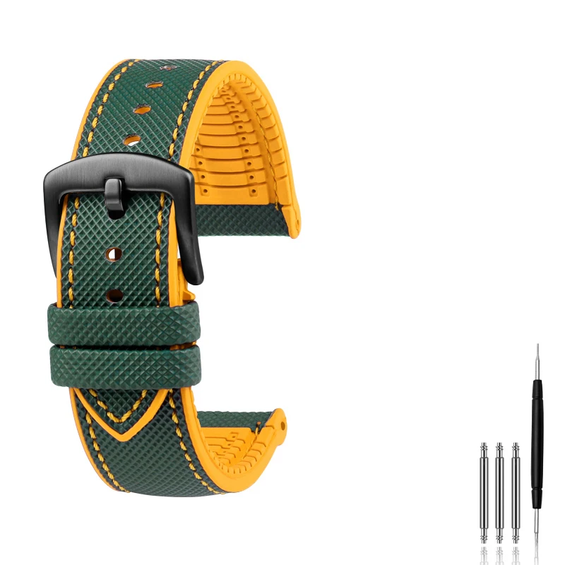 20/21/22/23/24 mm neues Design Hybrid FKM Uhrenarmband Unisex Fluorkautschuk Armband FPM Soft Strap für jede Marke wasserdichte Uhr