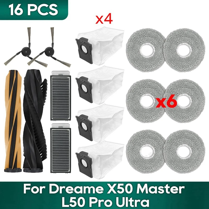 For X50s/L50/L40s Pro Ultra Sweeping Robot Spare Parts Main Side Brush Mop Cloth Dust Bag Filter Accessories-A57M