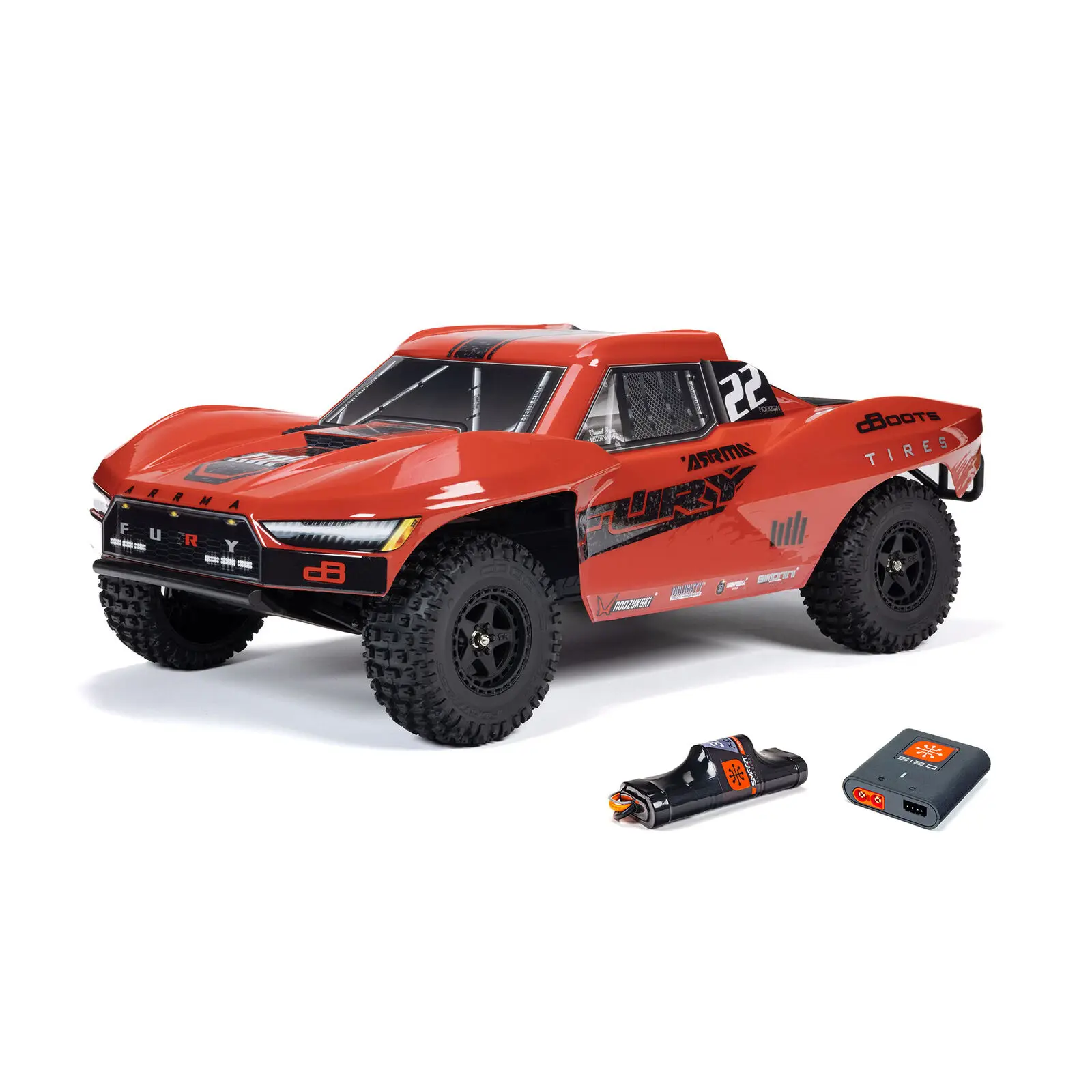 Arrma Controle Remoto Caminhão Curto, Brinquedos para Adultos e Crianças, Veículo Off-Road, Escovado Tração Traseira, RC, 1,10, FURY MEGA 2WD