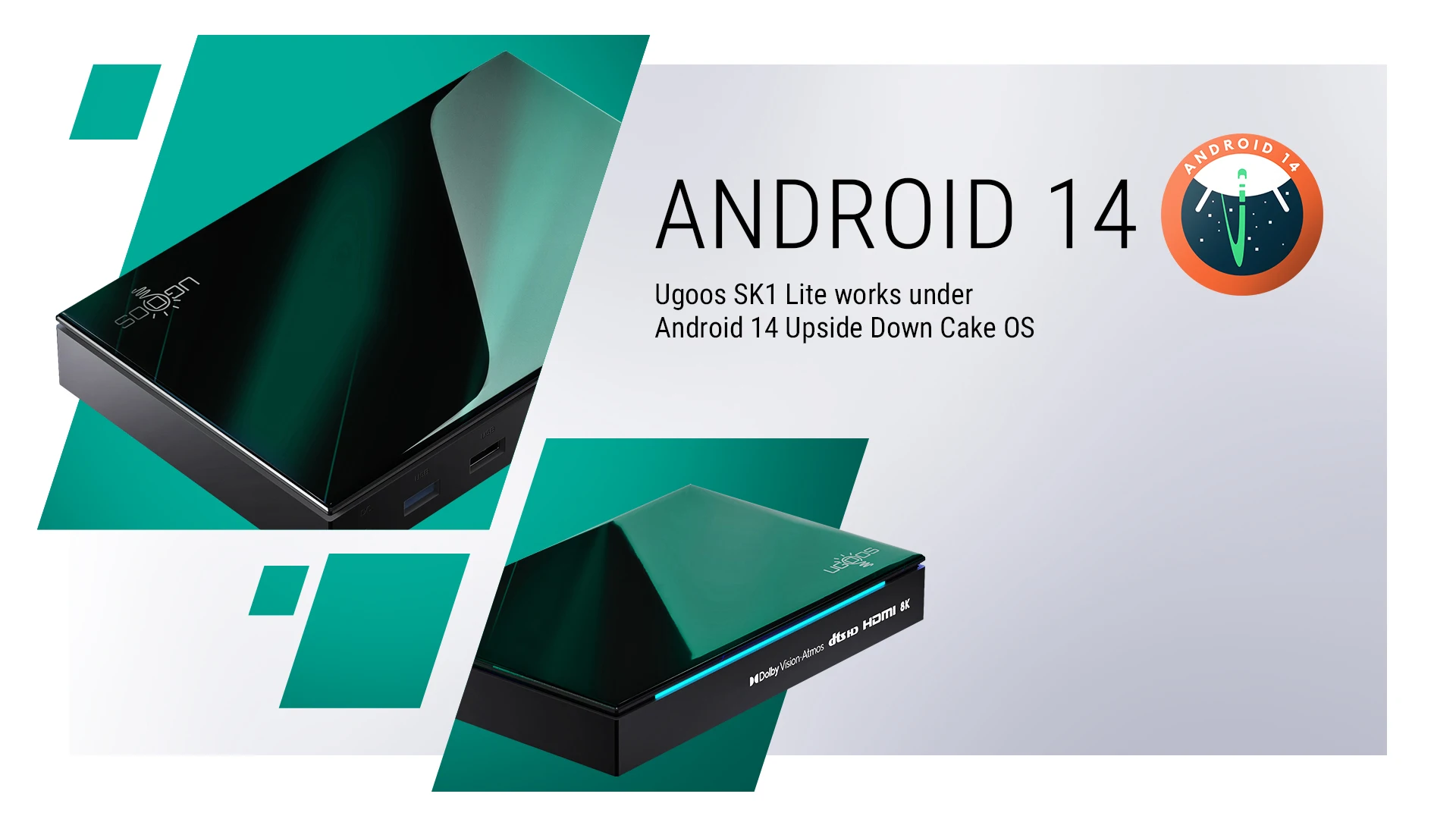 Ugoos SK1 Lite Smart TV Box Android 14 Amlogic S928X-K 4GB 64GB Wifi6 Bluetooth 5.2 1000M Set Top Box Dolby Audio DTS TV Box