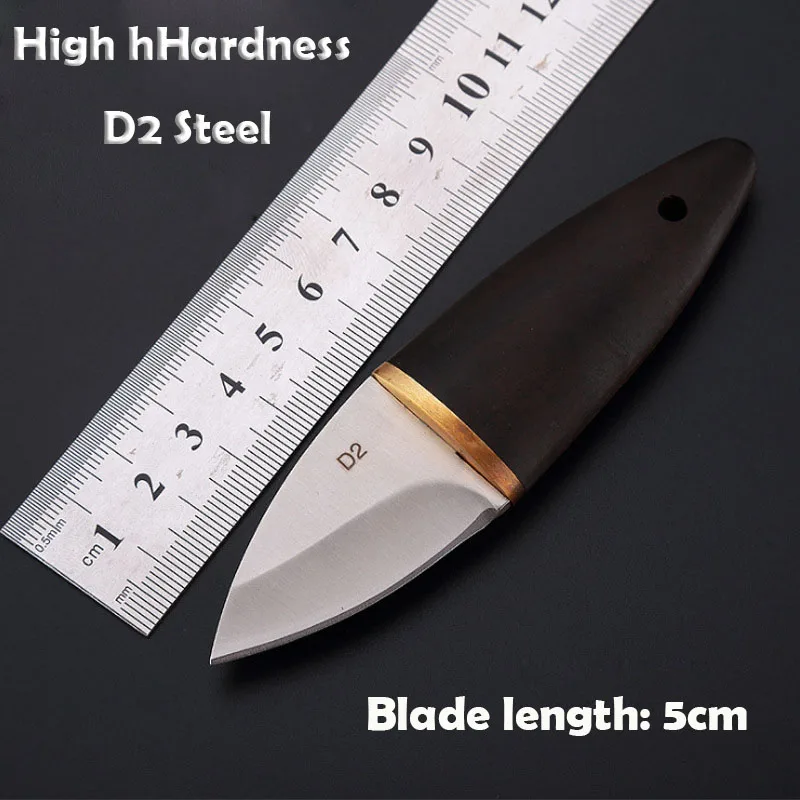 CNC High Hardness D2 Handle MINI Knife With Leather Holster EDC Express Pocket Knife Outdoor Tool KeyPendant Hung On The Belt