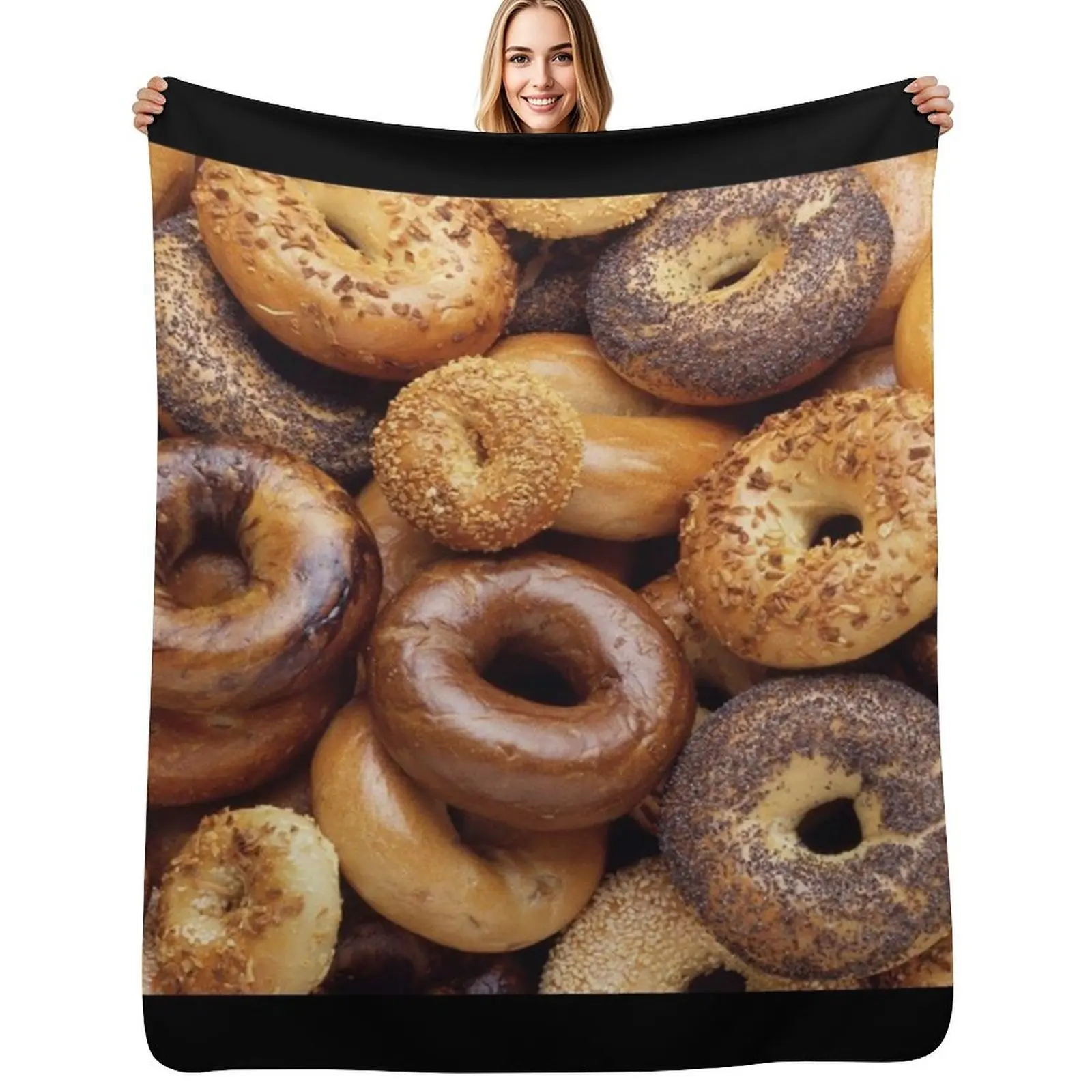 

All About That Bagel Throw Blanket Multi Use Warm Blanket for Living Room Bedroom