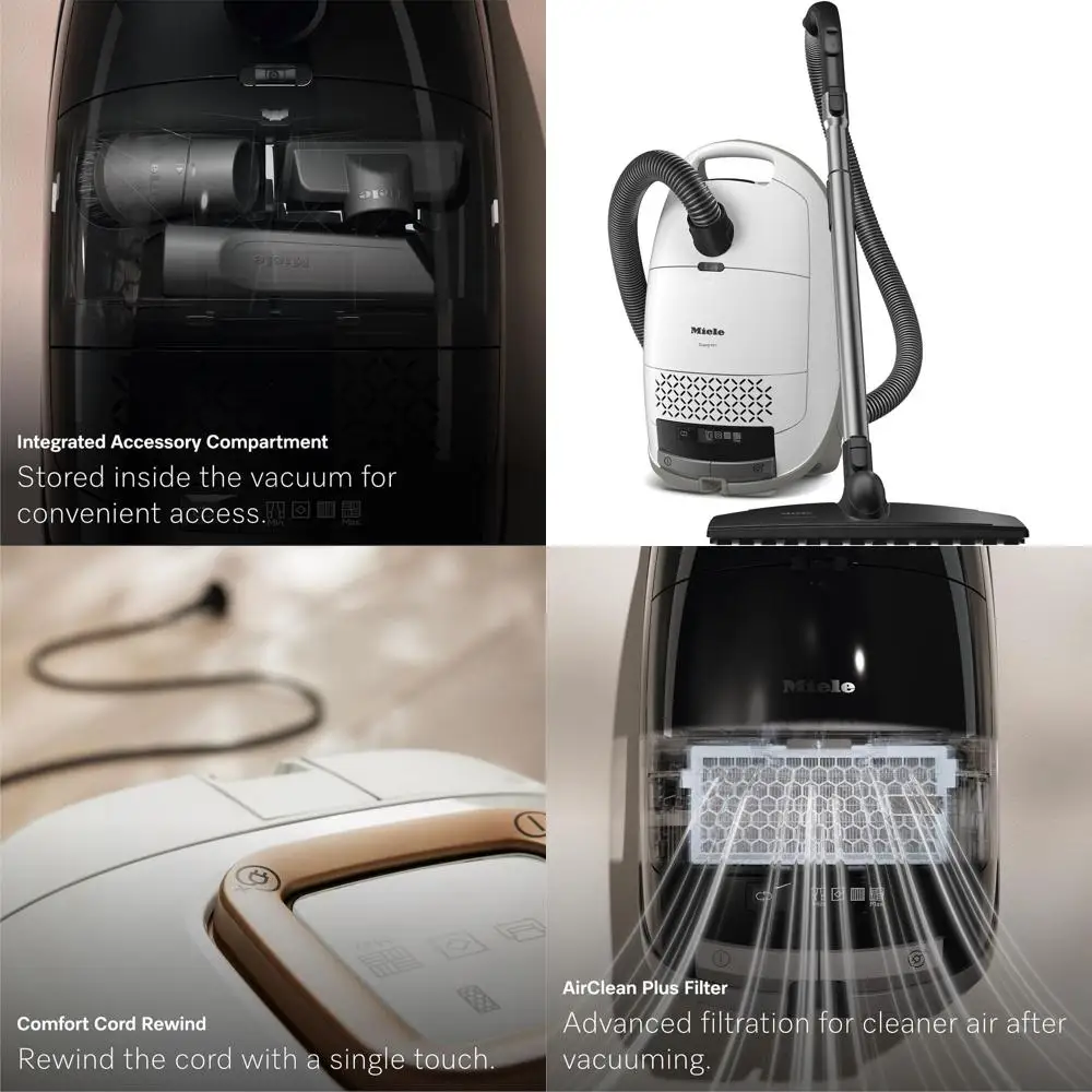 

Пылесос M1 Parquet XL - высокая мощность всасывания для твердых полов и ковров с низким ворсом, белый