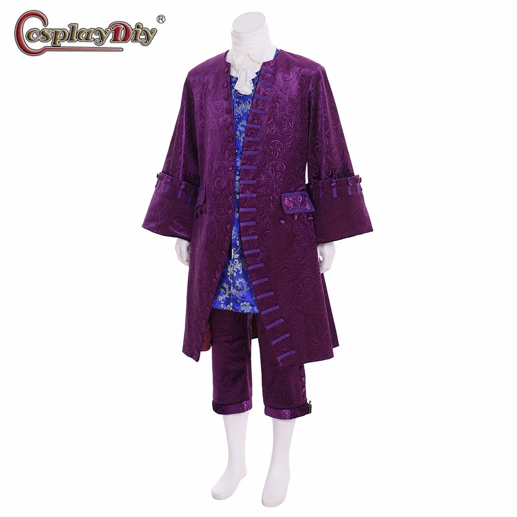 Men's 18th Century Colonial Uniform Outfit Medieval Regency Purple Suit Gentleman Victorian Rococo Costume Full set