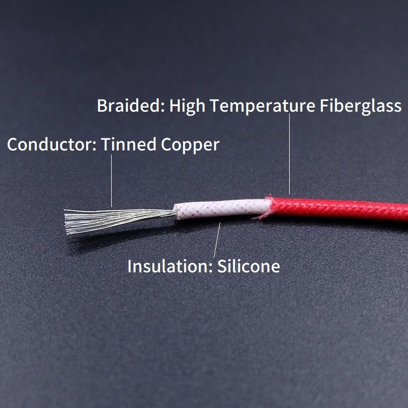 1M/5M Heat Resistant Wire High Temperature Silicone Wire 300°C Fiberglass Braided Insulated Warm Floor Heat Element Copper Cable