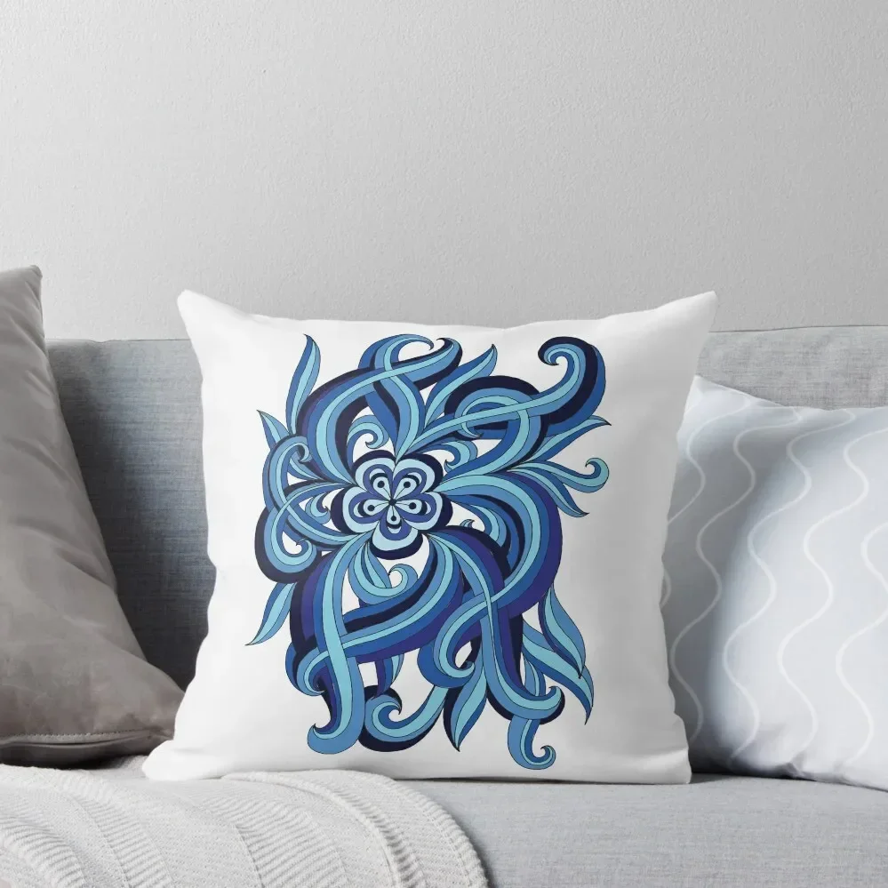 Blue Blossoms - Azure Flower and Vines Throw Pillow ornamental pillows Sofa Covers For Living Room pillow