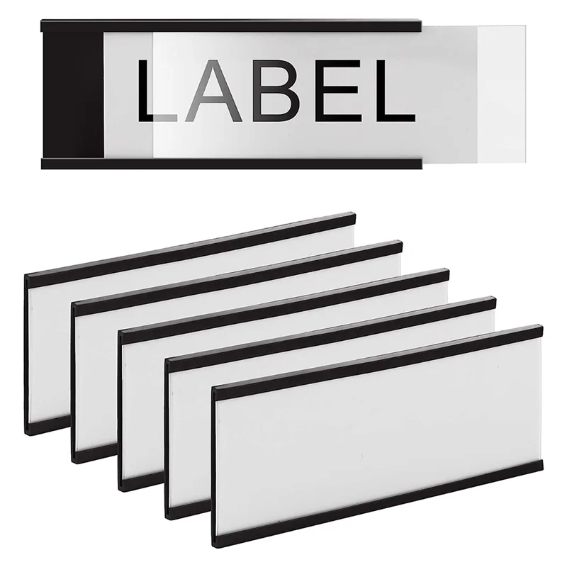 -PQWN 20PCS Magnetic Label Holder C Channel White Paper Cards Protective Film Strong Magnet Mess Free Removable 4X1.57Inch