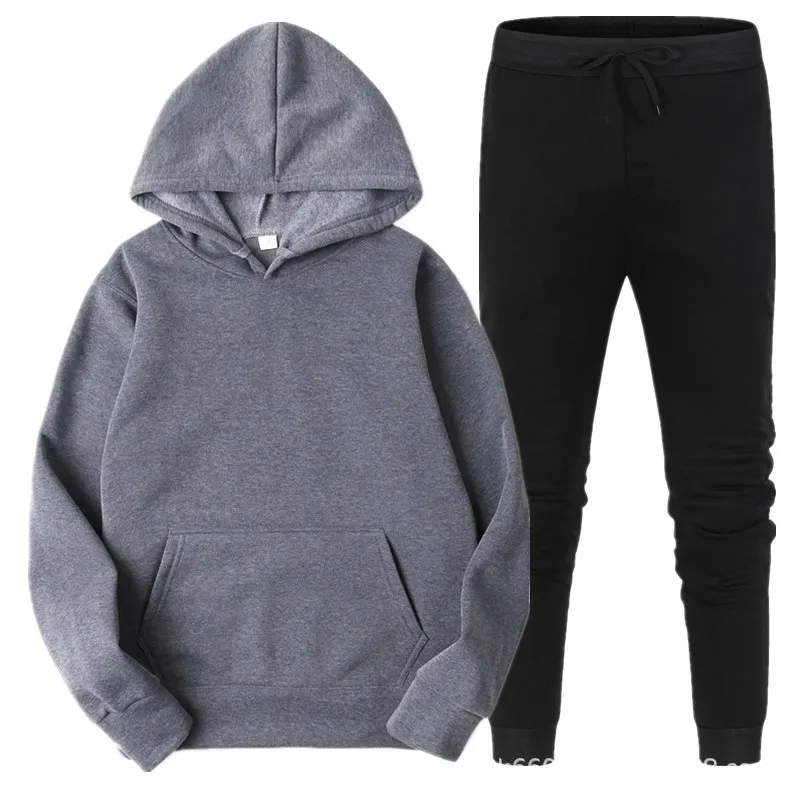 newWomen Tracksuit Solid Color Hooded Sport Suits Men Spring Warm Hoodies Casual Long Sleeve Sweatshirts Trousers Two Piece Sets