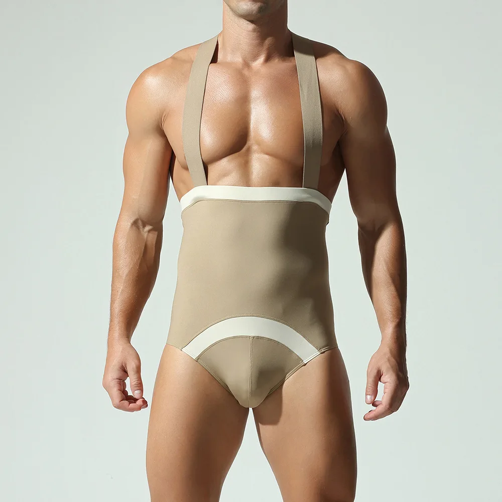 Men's Bodysuit Comfortable Stretch Fabric Collar Vest Jumpsuit Sexy Underwear Beach Swimwear
