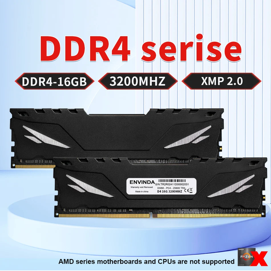 ENVINDA Memória RAM DDR4 16GB 8GB 3200MHz Desktop Computer No Support AMD Motherboard UDIMM Cooling Vest Memory Memoria