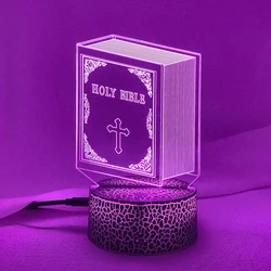 3d Optical Acrylic Night Light Lamp Book Holy Bible for Bedroom Decor Unique Christian Gift Dropshipping Usb Battery Table Lamp