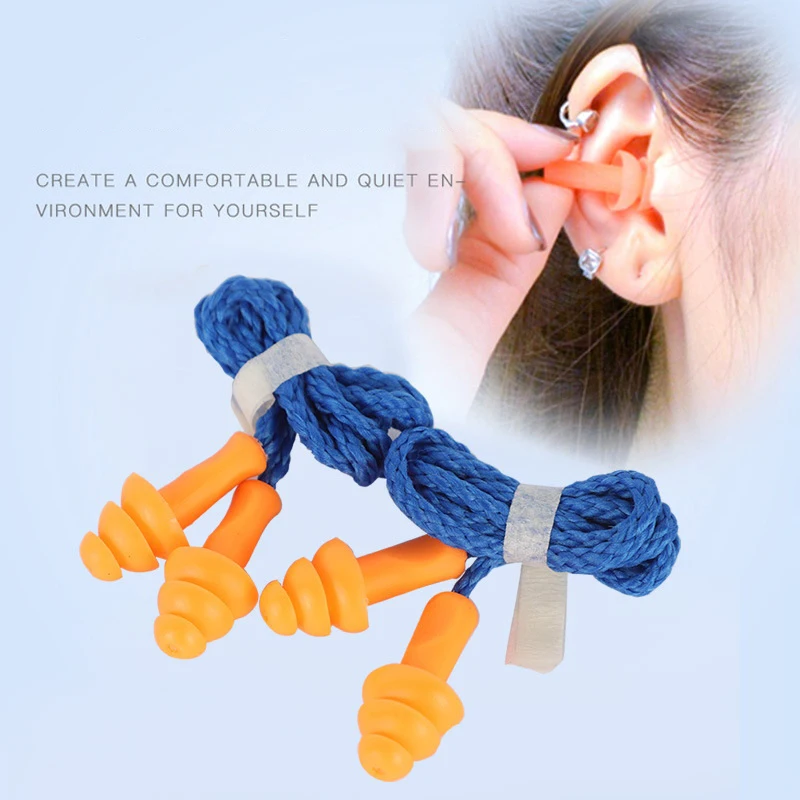 1 Pairs Corded Ear Plugs Reusable Silicone Earplugs With String Banded Ear Plug Sleep Noise Cancelling For Hearing Protection