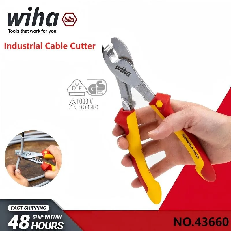 

WIHA 43660 Изолированные кабельные кусачки 1000 В VDE 180 мм с переключаемой пружиной, электрические пружинные плоскогубцы, инструменты для электрика