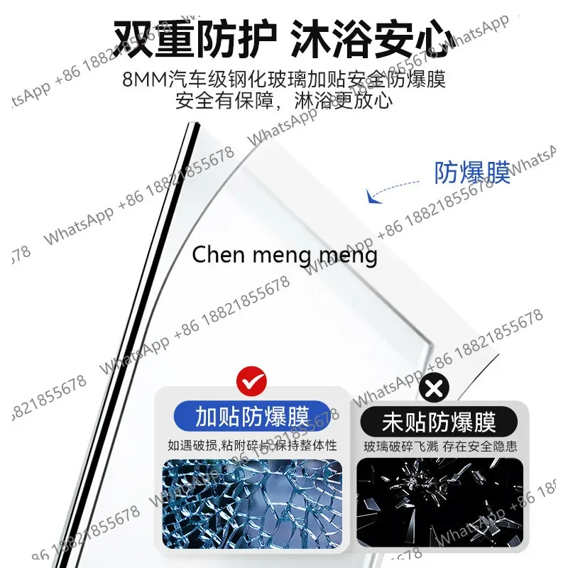 

Hot sales Diamond shower room glass partition bathroom swing door toilet dry and wet separation