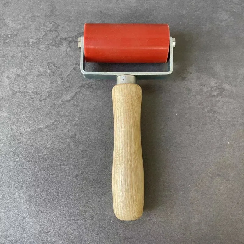 ABAE-Seam Press Roller, High-Quality Wallpaper Application Tool, Red Waterproof Double-Stand Beechwood Handle, Lightweight