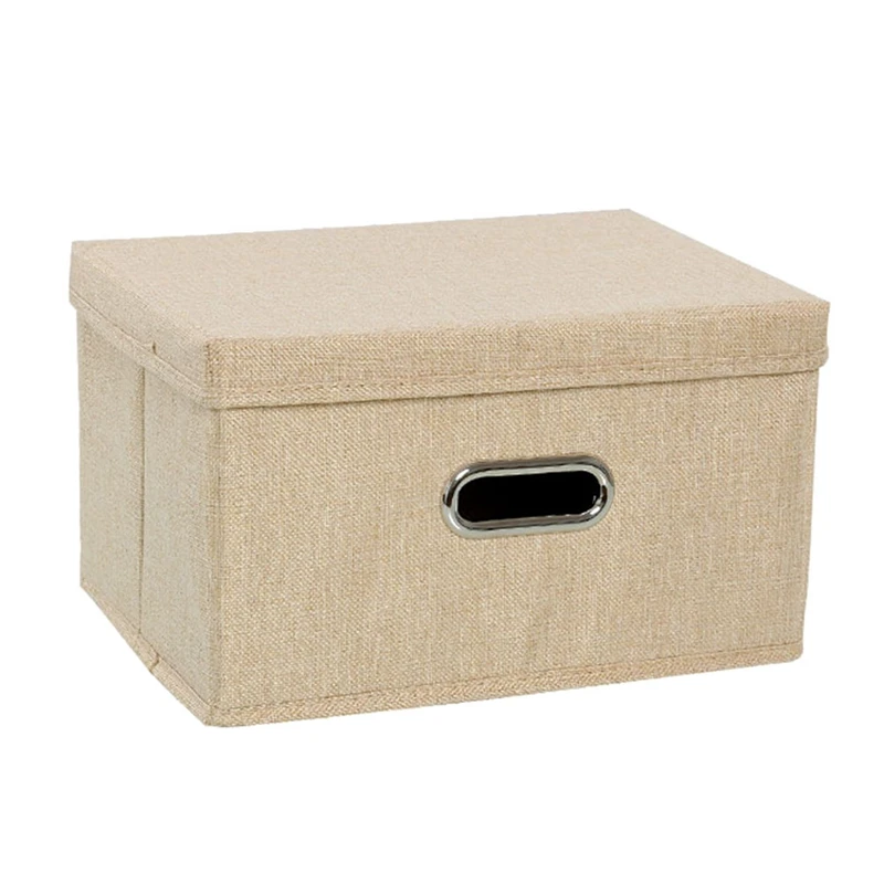 

Large Capacity Cotton Linen Folding Storage Box With Lid Clothing/Toy Storage Household Organizationl