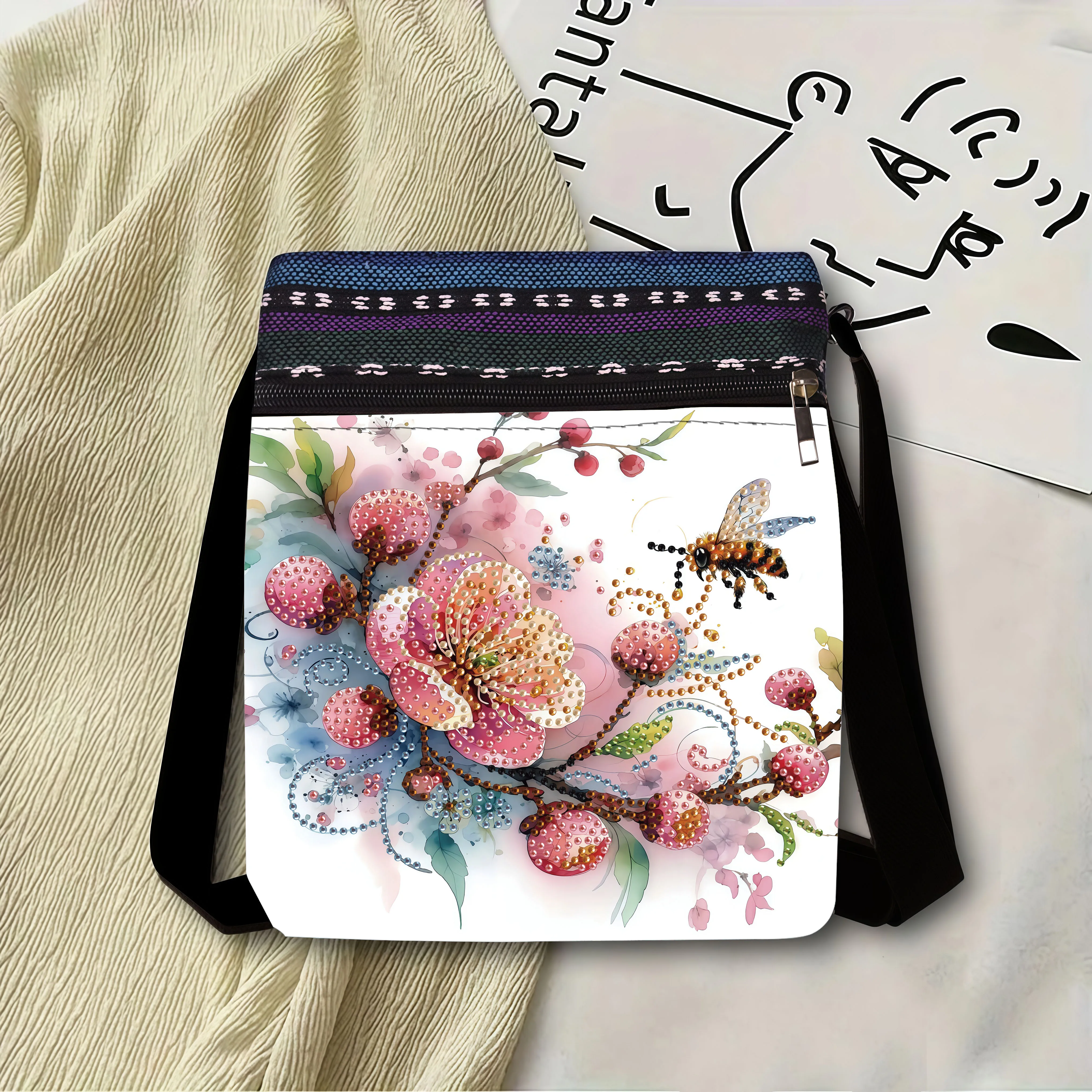 1 Piece Diamond Painting kit Messenger bag flower bee Pattern canvas Material for home Essentials, Mother's Day gift