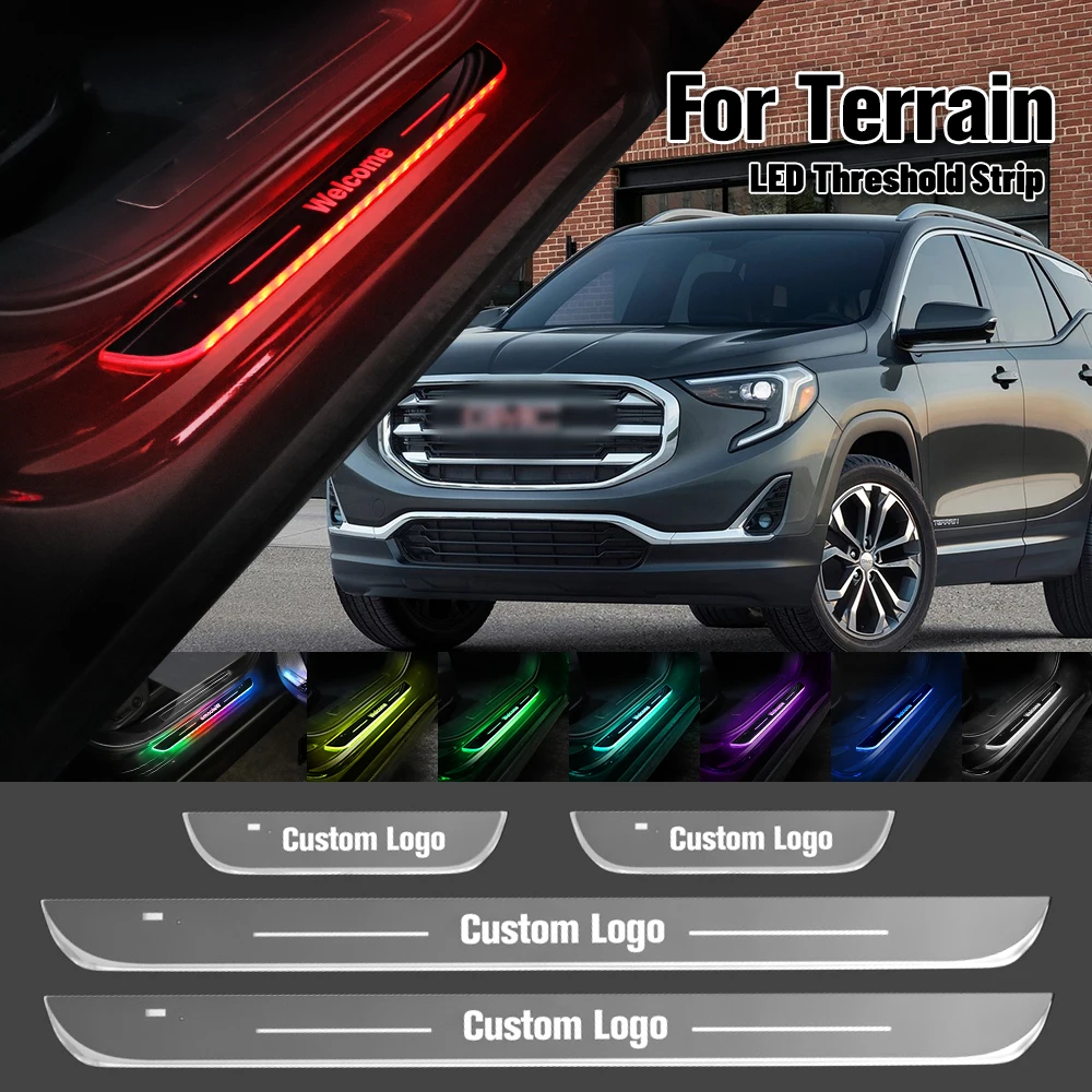 

For GMC Terrain 2010-2022 Car Door Sill Light Customized Logo LED 2016 2017 2019 2021 Welcome Threshold Pedal Lamp Accessories