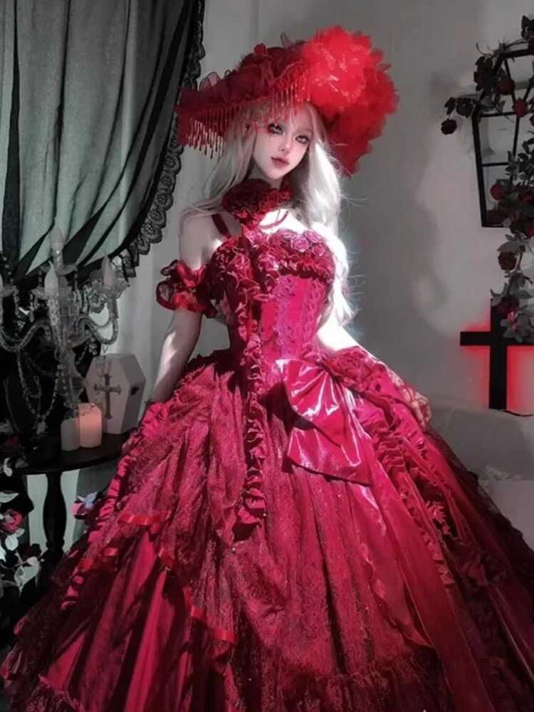 

Red wedding Gothic-style birthday and coming-of-age dress