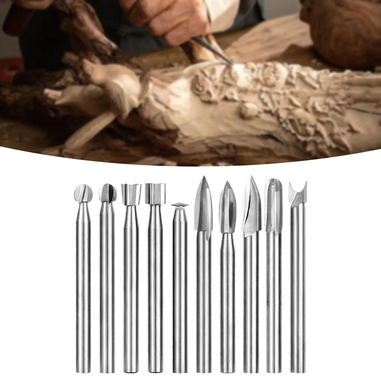 

10x насадка для резьбы по дереву, электрический инструмент для резьбы по дереву, поделки по дереву, круглый хвостовик 0,6 см