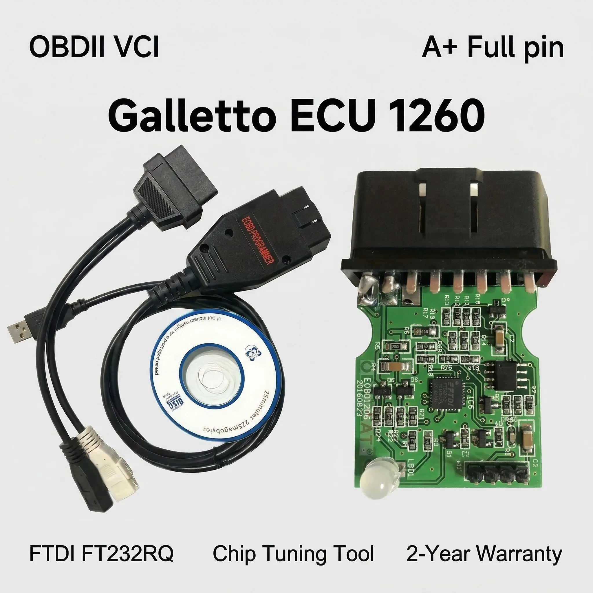 

FTDI Chip ECU Flasher Programmer Galletto 1260 ECU Chip Tuning ToolRead&Write Auto OBD 2 Scanner Cable OBD2 Car Diagnotic Tool