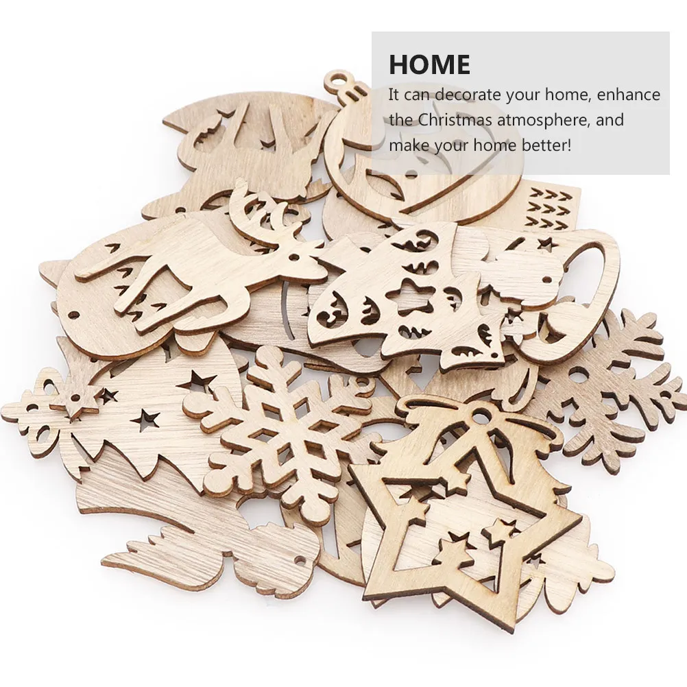20Pcs Artisan Wooden Christmas Hanging Pendants Exquisite Craftsmanship Festive Tree Decorations Holiday Home Ornament Set
