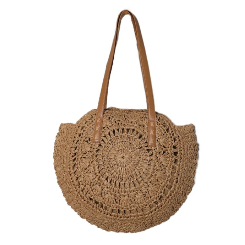 Bolsa de axilas de tecelagem oca artesanal, simples e portátil de verão, de grande capacidade, moda casual, férias à beira-mar