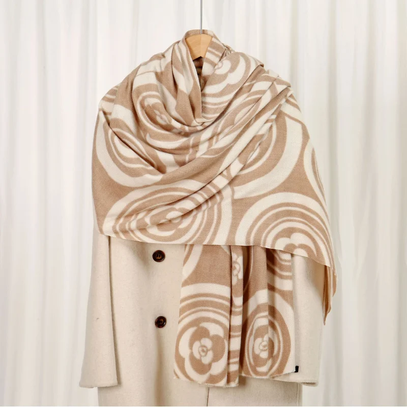 

Tea Garden70Foreign Trade-Border Live Autumn Winter Skin-Friendly Warm Imitation Cashmere Printed Scarf Versatile Shawl